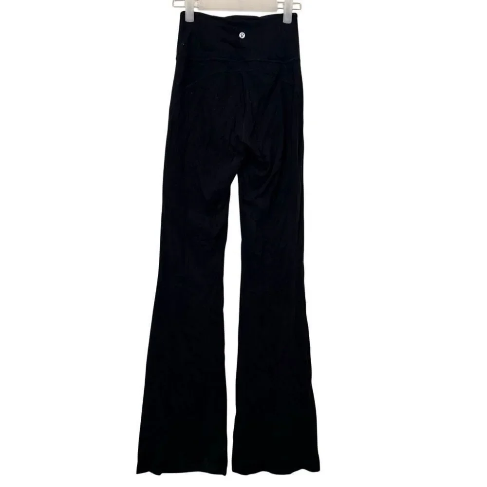 Lululemon Groove Super High Rise Stretch Active Yoga Black Flared Pants Size 4
